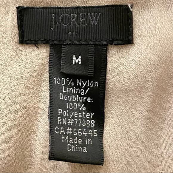 J. Crew olive green mesh cream short sleeve brown trim blouse shirt top sz M b26 - Picture 2 of 3